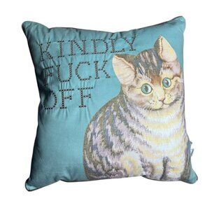 Snarky Cat Throw Pillow – “Kindly F*ck Off” Double-Sided Cushion